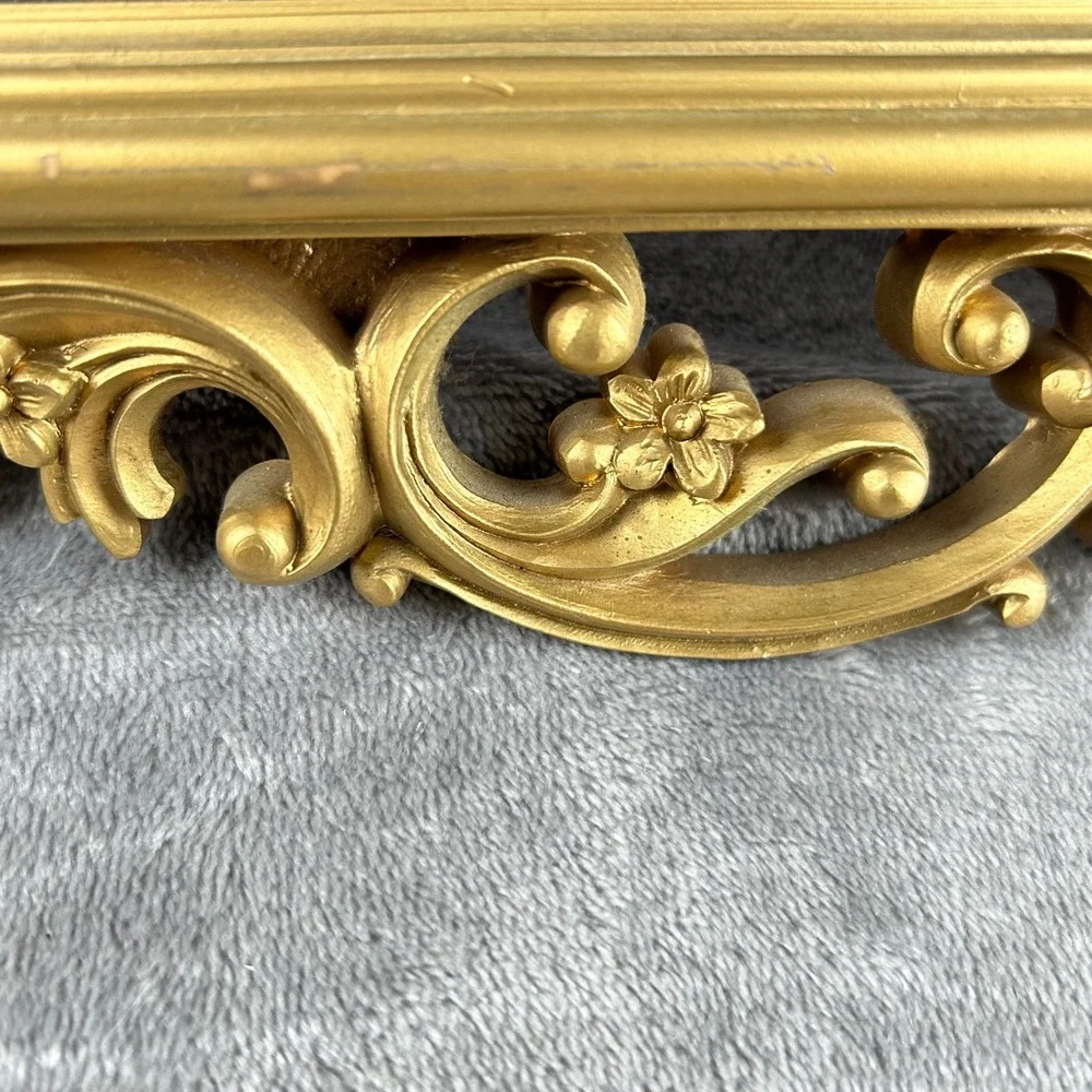 Vintage Home Interiors Gold Hollywood Regency Ornate Scroll Wall Mirror USA Made